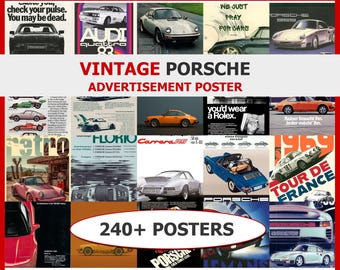 Affiche publicitaire Porsche vintage | Affiches vintage, Scrapbook, Junk Journal | Collection d'affiches murales, imprimables, téléchargement numérique