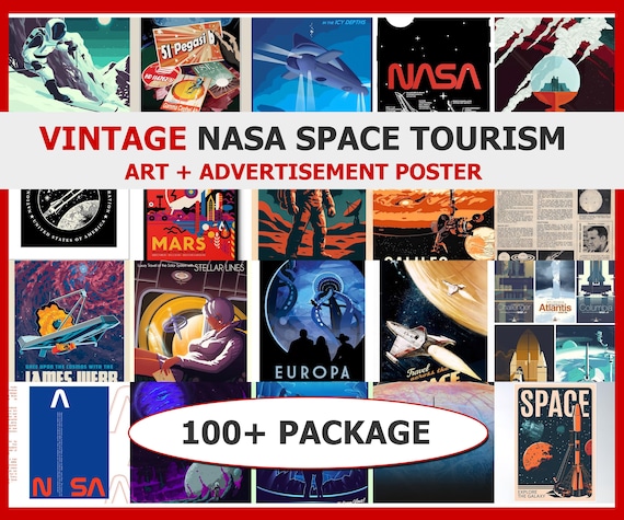 Vintage NASA Space Tourism Poster | Vintage Posters Scrapbook Junk Journal | Poster Collection Wall Art Printable Digital Download Retro