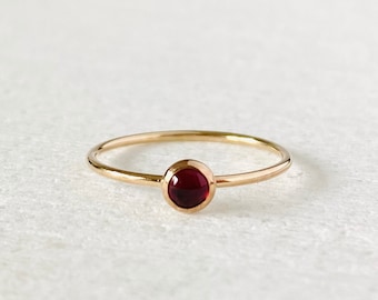 Garnet Ring, January Birthstone, Gold Stacking thin Ring, dainty jewelry.