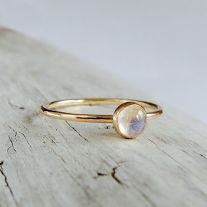 Moonstone ring, gemstone ring band, gold ring, jewelry gift for her, stacking ring, 1mm ring band.