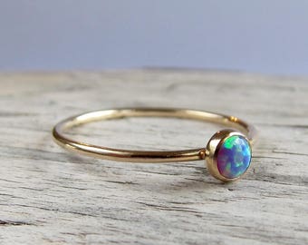 Opal ring 14k gold filled band gemstone ring birthstone | Etsy