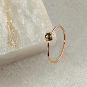 Dainty Pyrite Ring, 14k Gold Band, Stacking Gemstone Ring