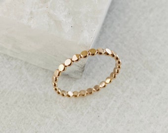 Gold bead ring, dot ring band, flat bead ring, gold filled beaded ring, stacking ring, minimalist jewelry.