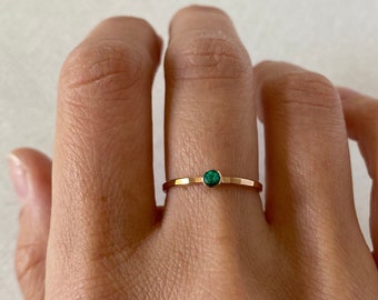 Emerald ring, birthstone ring band, gemstone, May birthstone, birthday jewelry, gift for mom.