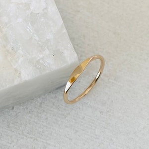 Gold signet ring, reflections gold band, stackable ring band, 14k gold filled ring, statement ring, minimalist jewelry.