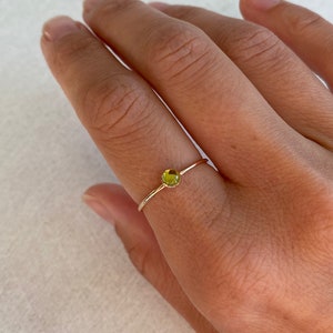 Peridot ring, gemstone band, August birthstone ring band, stacking ring, 14k gold filled band, birthday jewelry, minimal jewelry. SALE!