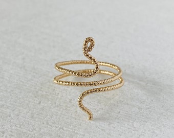 Gold snake ring, gold filled ring band, snake ring, thumb ring, adjustable ring, boho ring.