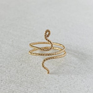 Gold snake ring, gold filled ring band, snake ring, thumb ring, adjustable ring, boho ring.