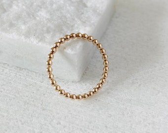 Gold beaded ring, dot ring, medium bead ring in gold filled, stacking bands, minimal jewelry.