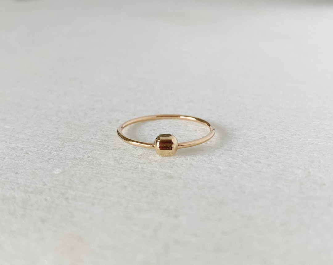 Anxiety Fidget Ring, Gold Spinning Bead, Minimalist Jewelry, Thin Band ...