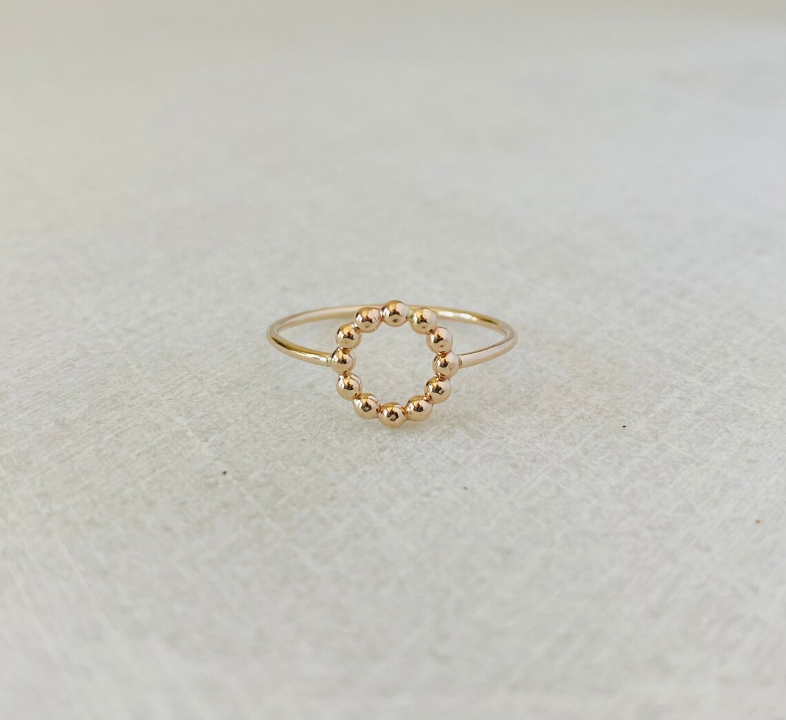 Gold clock dial ring time ring open circle dot ring beaded Etsy