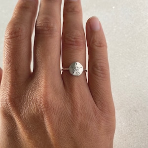 Sand dollar ring, sterling silver or 14k solid gold band, nautical, ocean and beach jewelry, statement ring.