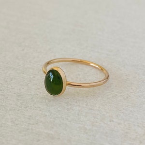 Jade ring, gold gemstone ring, silver jade ring, green jade ring, solitaire stacking ring, minimalist jewelry. image 3