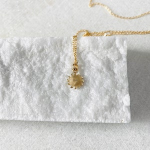 14k sun pendant, solid gold charm, sunshine, gift for girl, birthday, sunny, celestial jewelry. image 3