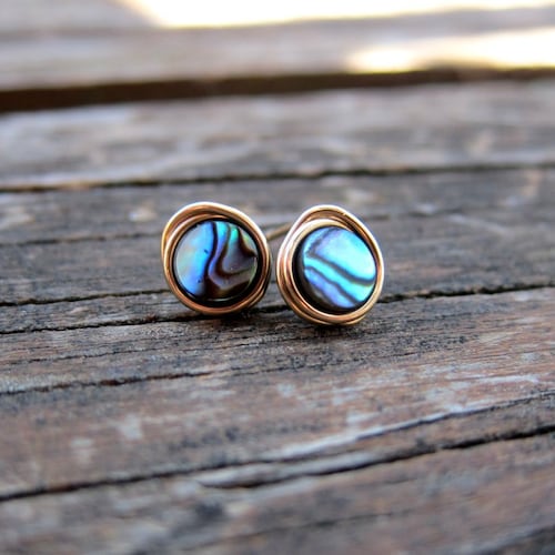 Abalone Stud Earrings. Paua Shell Posts Silver or Gold. Etsy