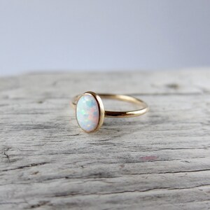 Opal Ring, 14k Gold Filled Band, Gemstone Ring, Birthstone, Silver Band ...