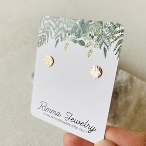 Gold stud earrings, disc studs, circle earrings, hammered dot earrings, gift for her, celestial, minimal gold earrings.