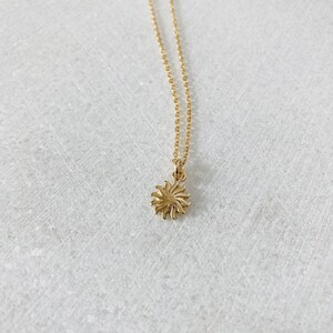 14k sun pendant, solid gold charm, sunshine, gift for girl, birthday, sunny, celestial jewelry. image 4