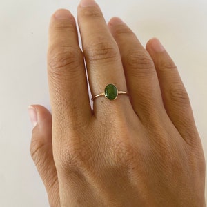 Jade ring, gold gemstone ring, silver jade ring, green jade ring, solitaire stacking ring, minimalist jewelry. image 6