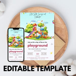 Playground Birthday Invitation, Indoor Playground Invite, Soft Play Birthday, Kids Playhouse, Jungle Gym Party, Editable  digital invite
