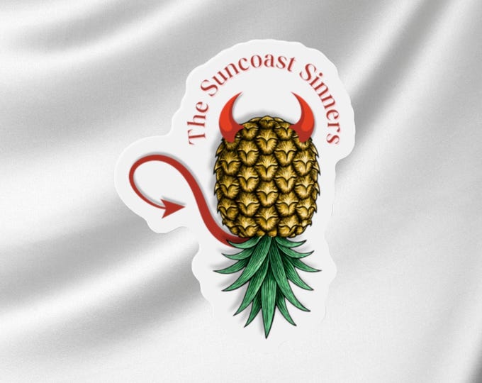 The Suncoast Sinners Devil Upside-down Pineapple | Spicy Swinger | Die-Cut Waterproof Magnet
