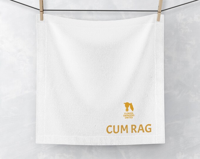 Cum Rag Face Towel with Florida Swingers United Logo - Humorous Bathroom Decor, Perfect for Novelty Gifts, Gag Gift, and Self-Care