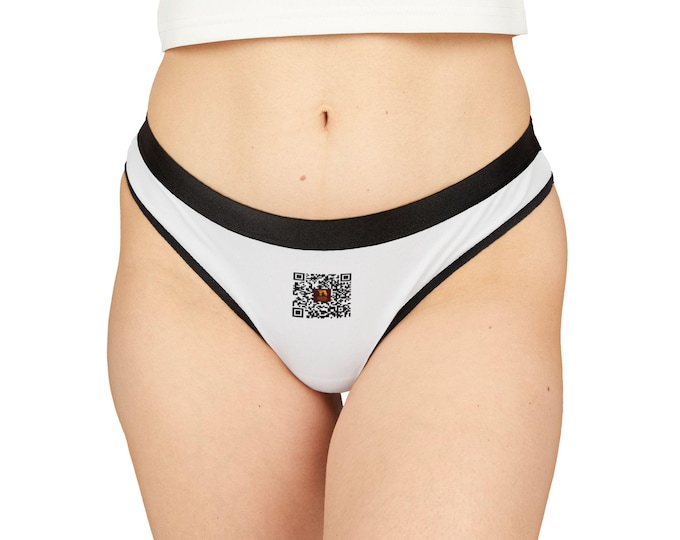 Women's AOP Thongs with QR Code Design, Cute Underwear for Everyday Wear, Perfect for Gifts, Anniversary, and Bridal Showers