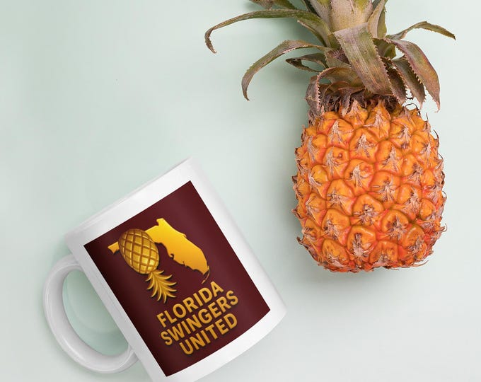 Florida Swingers United Logo - White glossy mug