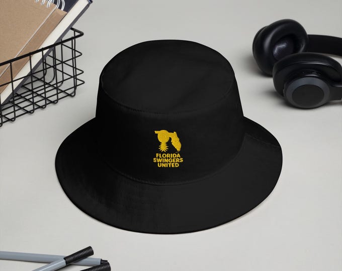 Bucket Hat Florida Swingers United Embroidered Logo, Black