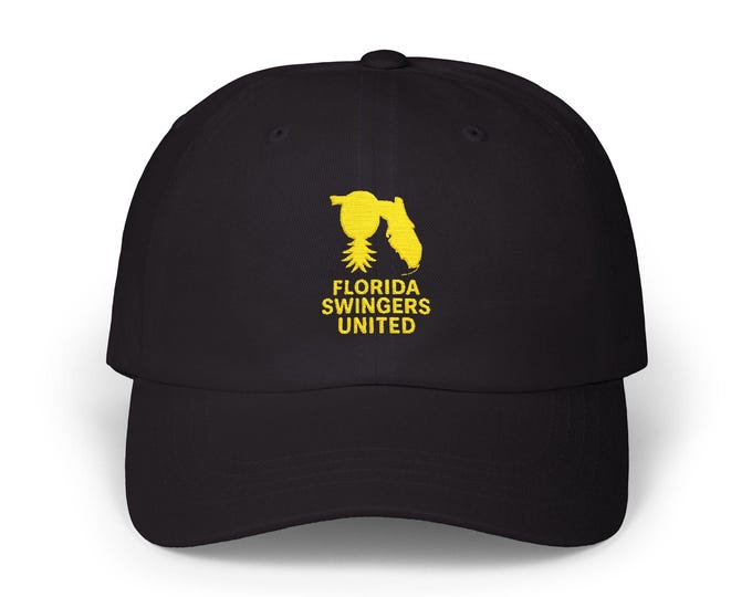 Florida Swingers United Logo - Black Adjustable snap closure, Embroidered Logo Hat