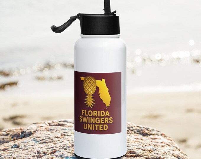 Florida Swingers United Logo - Stainless steel water bottle with a straw lid