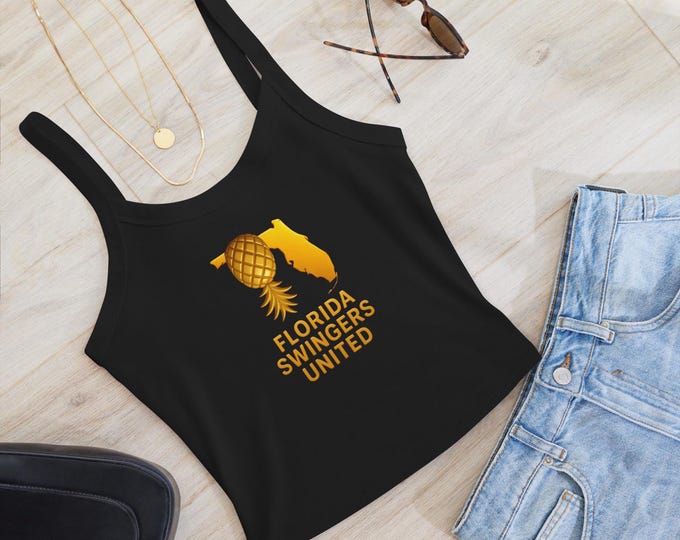 Florida Swingers United Logo - Women’s black micro-rib tank top
