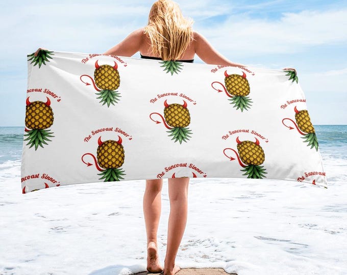 The Suncoast Sinners Devil Pineapple Pattern Beach Towel