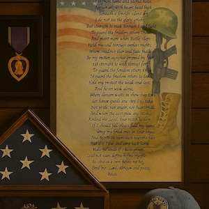 Soldier&#39;s Prayer Wall Art Printable | Military Christian Prayer for Soldiers | Patriotic Digital Download | Scripture Home Decor Gift