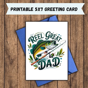 pour la fête des pères de grand papa | Téléchargement numérique sur le thème de la pêche | imprimable Papa sincère | Carte de voeux à téléchargement immédiat