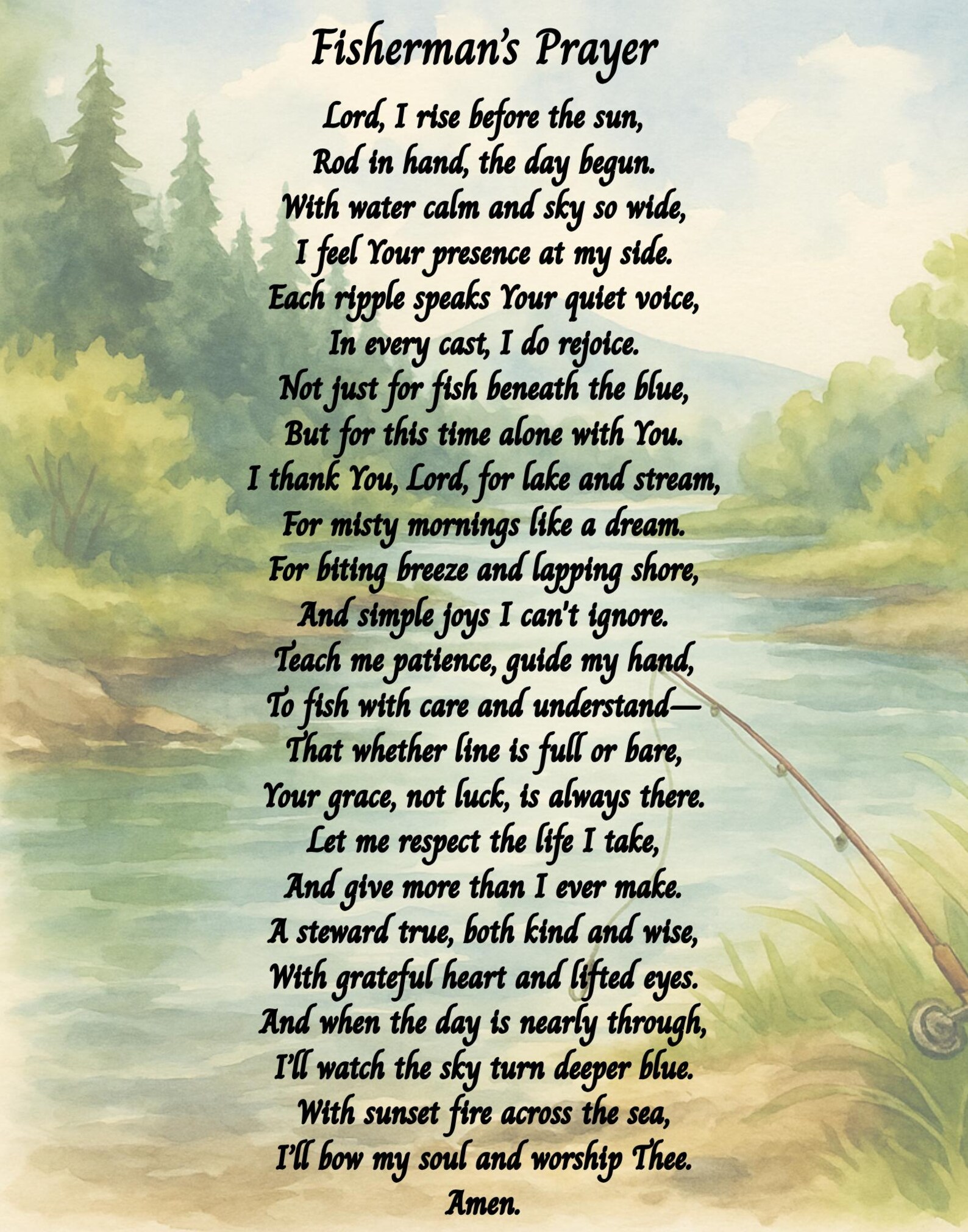Prayee Fish Fisherman's Prayer Art Print | Christian Fishing Poem (digital Download ...