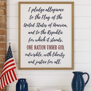 Treueschwur Wand Kunst Printable | Eine Nation unter Gott Vaterländischen Dekor | Digitaler Download USA Flagge Christian 4.Juli Kunst