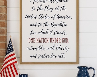 Pledge of Allegiance Wall Art | Patriotic Christian Decor (Digital Download)