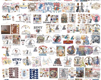 Retro Disney Pixar Ratatouille Remy Paris France PNG Bundle +100 Files, Remy's Adventure Design, Disneyland Matching Digital