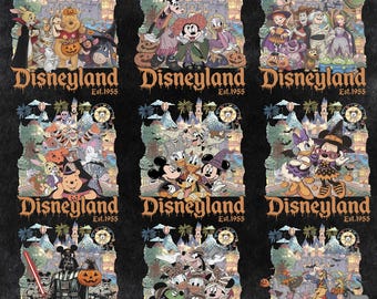 Disneyland 1955 Halloween PNG Bundle, Disney Movie Halloween Family PNG, Disneyland Spooky Season Trip Digital Download