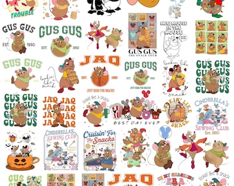 Jaq And Gus Gus PNG Bundle, Disney Cinderellas Sewing Club PNG, Disneyland Est 1950 Digital Download, Disneyworld Trip Tshirt Print File