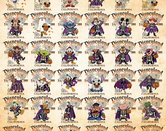 150+ Vintage Disney Family Halloween PNG, Mickey Friends Halloween Party PNG, Disneyland California Est 1955 PNG, Digital Download