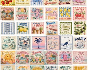 60 Summer Striped Beach PNG Bundle, Preppy Coastal Bow Sublimation, Vacation Margarita Digital Download Design, Tshirt Print File