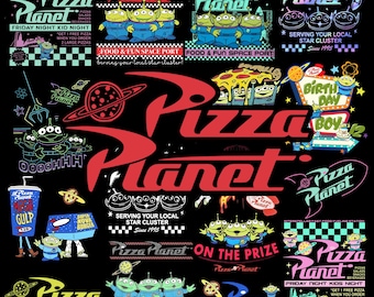 Pizza Aliens PNG Bundle, Story About Toys PNG, Green Aliens, Food and Drinks, Pizza Box Party, Pizza Restaurant, Digital Download
