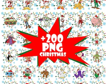 200+ Disney All Characters Christmas Lights PNG, Mickey & Friends Xmas Family 2026 Matching PNG, Disneyland Stitch Chip Pooh Woody PNG