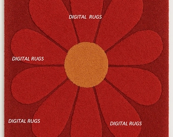 Roter Sonnenblumenteppich: Getuftete florale Badematte, Wandbehang (3x5)
