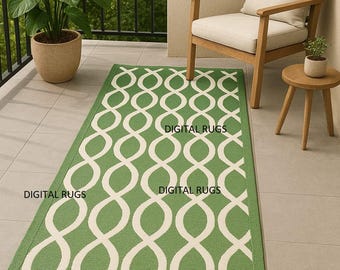 Alfombra verde para exteriores de 1,2 x 1,8 m, alfombra geométrica moderna para patio, alfombra tejida a mano, alfombra para balcón, alfombra para interiores y exteriores, alfombra minimalista para suelo.