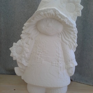 ceramic bisque girl scarecrow scene