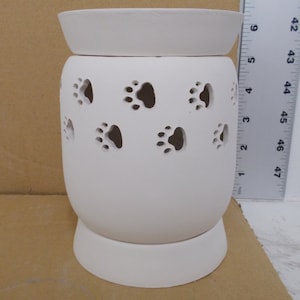 Ceramic  Paw Prints Tart Warmer unfinished Bisque (Electric)