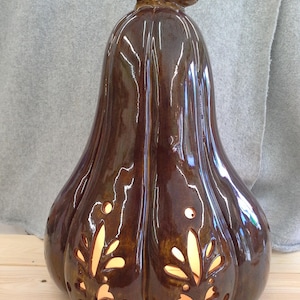 ceramic fall  lighted pumpkin gourd